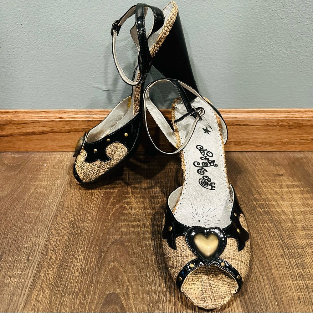 Vintage Y2K Naughty Monkey High Heels Shoes Women's 9 Heart Strappy Open Toe